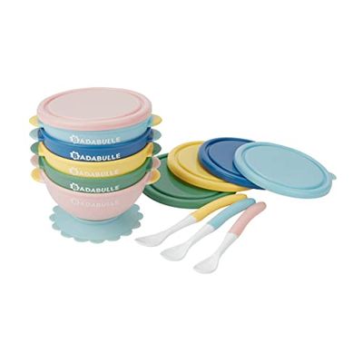Badabulle set of 5 non-slip 330ml bowls and 3 soft spoons