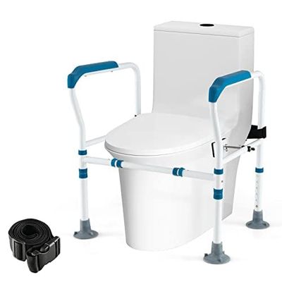 FANTASK Opstahulp toilet, 6-voudig in hoogte verstelbaar, tot 136 kg, met antislip voeten, voor elk toilet, toiletsteunframe voor senioren en gehandicapten