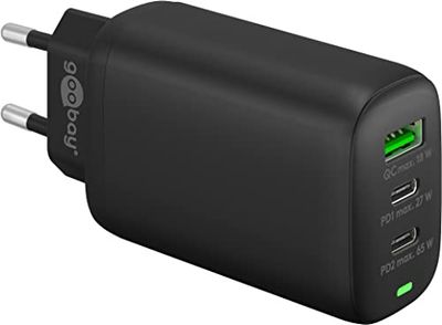 Goobay 61760 Cargador Multipuerto USB-C 65W Cargador Rápido PD Universal Adaptador de Corriente USB Enchufe Cargador rápido Samsung S22 iPhone 14 Negro