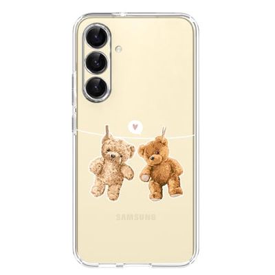 Blingy's for Samsung Galaxy S24 Case, Cute Teddy Bear Design Cartoon Animal Style Transparent Soft TPU Protective Clear Case Compatible for Samsung Galaxy S24 6.2 Inch (Hanging Teddy Bears)