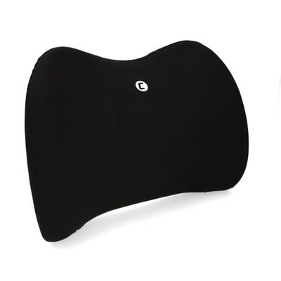 cartrend Cojín Lumbar de Espuma viscoelástica ergonómico para Coche, Oficina y Viajes, Transpirable, Funda extraíble, Soporte para una Postura Saludable, 1 Unidad, Color Negro