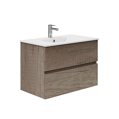 Baikal Mueble de Baño TRIX. Mueble 2 cajones, suspendido en Pared. Varios Acabados y Medidas. Mueble Montado. 2 Cajones 80 cm Nebraska