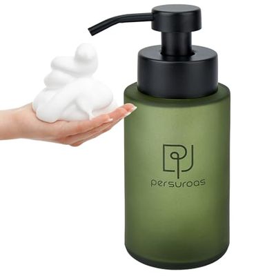 Persouras - Dispenser di sapone in schiuma da bagno con pompa antiruggine in acciaio inossidabile 316, dispenser di sapone in schiuma da cucina satinata, bottiglia moderna ricaricabile con pompa in