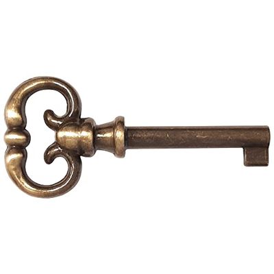 cyclingcolors Vintage Style Open Barrel Skeleton Key Hole Head Furniture Cabinet Antique (Key-Aged Brass), Pack of 1