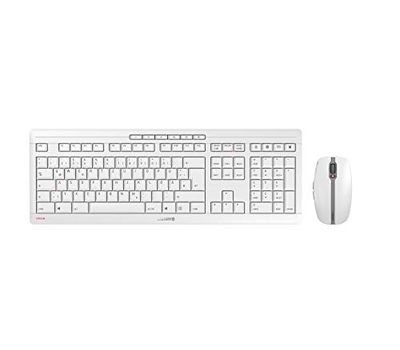 CHERRY JD-8500DE-0 STREAM DESKTOP, draadloze toetsenbord- en muisset, QWERTZ toetsenbord, batterijgevoed, Blue Angel, GS-goedgekeurd, SX-schaaractie, fluisterstille toetsaanslag, wit-grijs