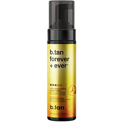 b.tan Ultra Long Lasting Self Tanner | b.tan Forever + Ever - Lasts Up to 11 Days, 100% Natural Sunless Tanner, Fast, No Fake Tan Smell, No Added Nasties, Vegan, Cruelty & Paraben Free, 200 ml