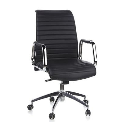 hjh OFFICE 600910 Silla de Oficina ASPERA 10 Cuero Negro, Silla giratoria, Silla de Respaldo bajo