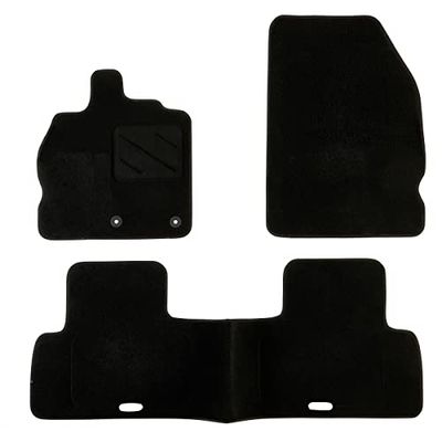 DBS 1763791 Tapetes de carro - personalizados - tapetes de carro - 3 unidades. - Antiderrapante - Moqueta em preto 900 g/m² - Aparência de veludo - modelo Star