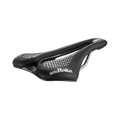 Selle Italia SLR Boost Gravel TI 316 Superflow - Gravel Cykelsadel, Bekväm Landsvägscykel i Gel, Anatomiskt Hål, Hi-viz Inserts - Storlek L3, Svart/Vit