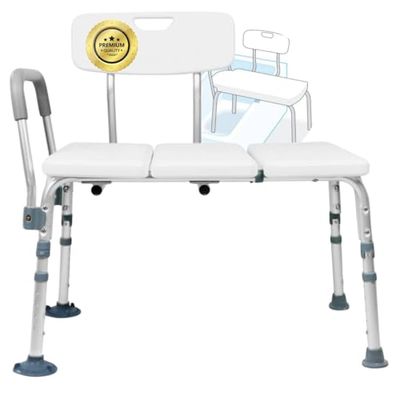 OrtoPrime Siège Baignoire Adulte Transfert Safe - Tabouret de Bain Bancs de Douche - Chaises de Douche Confortables, Blanc, 50 x 75 cm, OP181