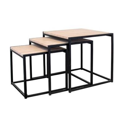 THE HOME DECO FACTORY Mesas quadradas Gigogne, em preto 48 x 48 x 15 cm, hd3845