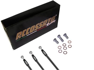 Accossato Kit Completo Tubi Freno Neri Moto Suzuki - RM80 (1986-2003), Layout S, Numero Tubi: 2