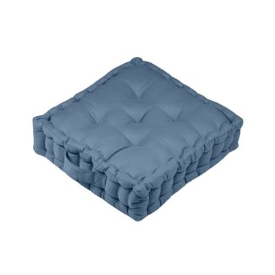 Lovely Casa - Cojín de Suelo - Tamaño 45 x 45 x 10 cm - 100% algodón - Color Azul Oscuro - Modelo Oxford - satén de algodón Asiento cómodo - Suave al Tacto y Elegante