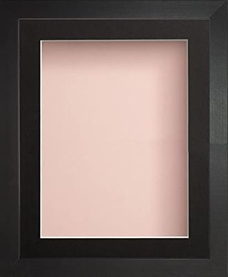 Radcliffe Black Wooden Deep Box 3D 12x10" Frame with Black Mount for Image 10x8", Pink Backing Board * Choice of Sizes* Fitted with Real Glass