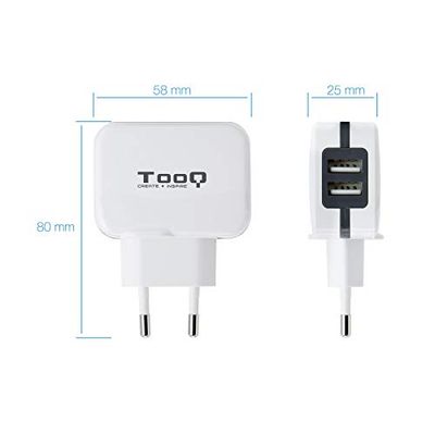 Cargador de Pared USB 2xUSB 3.4A, Ideal para Cargar Dispositivos móviles y Tablets de Forma rápida y eficiente.