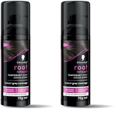 Schwarzkopf Root Retouch Hair Dye Black Temporary Root Touch Up Concealer Spray 120Ml (Pack of 2)