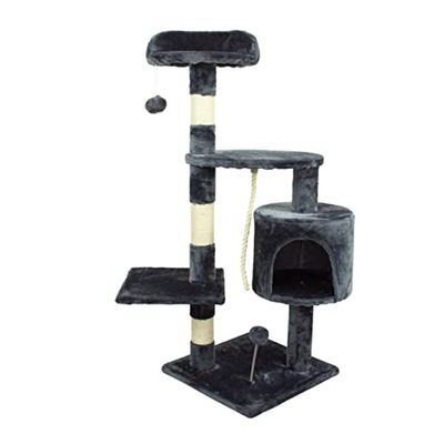 Krabpaal voor katten | Medium | 3 hoogtes | 40x40x112 cm | 40x40x112 cm | Ondersteunt 10 kg | Grijs | Silvestre | Mobiclinic