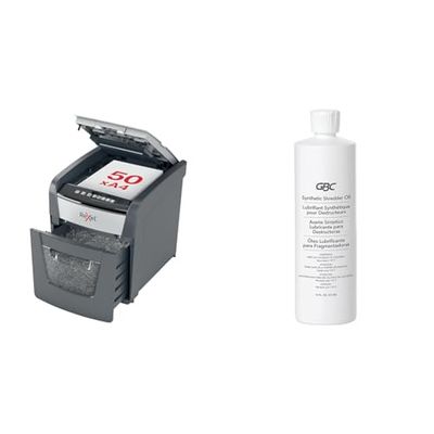 Rexel 2020050X Auto+ 50X – Destructeur de Documents Automatique Coupe Croisée Sécurity & Lubrifiant pour Destructeurs Grande Capacité, Départementaux, Grands Formats et Auto+, 473 ML, Entretien