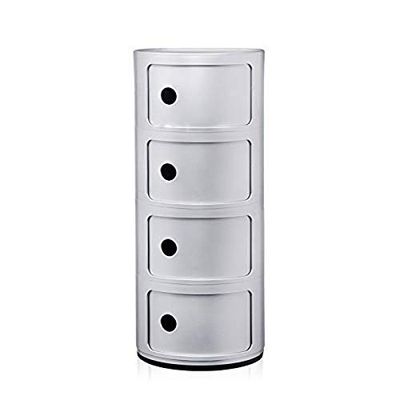 Kartell Componibili 4R Cajonera de plástico, Plata, 32 x 32 x 77 cm, 4 elementos