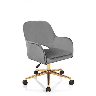 Wink Design Shady Grey Bureaustoel, metaal, grijs, goud glanzend, 57 x 58 x 80/88 cm