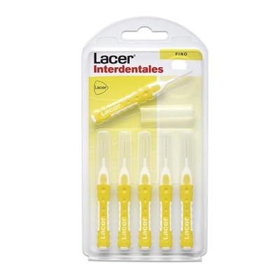 LACER - Escova interna reta fina 6 unidades, cabo bimaterial e antiderrapante, pescoço flexível, máxima eficiência, filtros Tynex, evita e elimina a placa bacteriana
