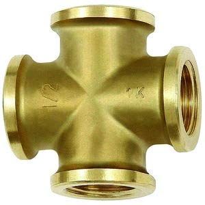 Kruisstuk, 4 x binnenschroefdraad, G 3/8, werkdruk max. 10 bar, bedrijfstemperatuur max. 90 °C, messing blank