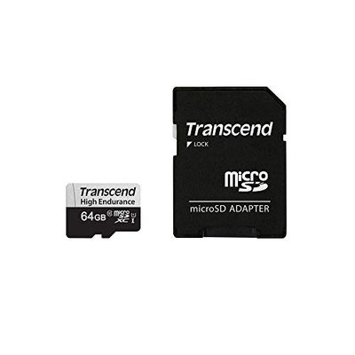 Transcend 64GB microSDXC 350V Memory Card UHS- I, C10, U3, Full HD, Up to 95/45 MB/s (ideal for dashcams, security cameras and surveillance systems) TS64GUSD350V