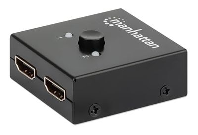 Manhattan 207850 - Splitter/switch 4K bidirezionale HDMI a 2 porte 4K 30Hz, selezione manuale, colore: Nero passivo