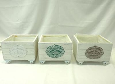 CREARE ITALIA Boîte en bois carrée 14 x 20 x 20 cm, plaque 18
