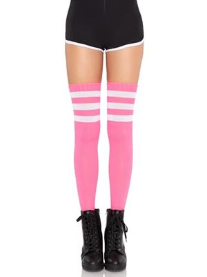 Leg Avenue One Size Black/Royal Blue Nylon Thigh Highs with Stripe