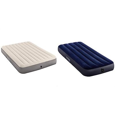 Intex - Matelas à air - Deluxe - High Airbed - 152x203x25 cm & Matelas Classic Downy Bleu