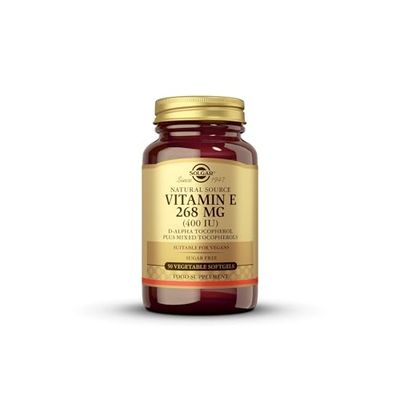 Solgar Natural Source Vitamin E 268 mg (400 IU) Vegetable Softgels, Brown, 50 Count (Pack of 1)
