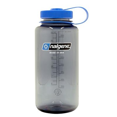 Nalgene Sustain - Borraccia in Tritan senza BPA, realizzata con materiale derivato dal 50% di rifiuti di plastica, 907,2 g, imboccatura larga, grigio fumo