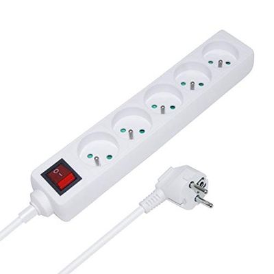Waytex 52115 - Ladrão (5 tomadas, com interruptor, cabo de 1,5 m), branco