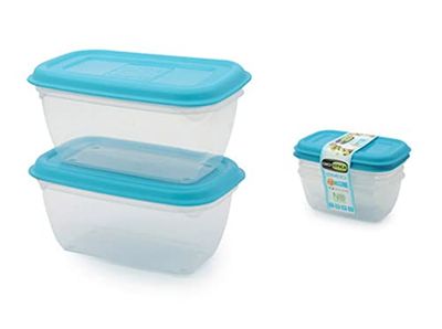 Gio' Style Lot de 2 boîtes hermétiques rectangulaires en plastique transparent avec bouchon bleu 0,5 l