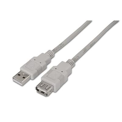 USB 2.0-kabel type Am-AH, kleur: beige, lengte 1,0 m, ideaal voor het aansluiten van apparaten zoals printers, camera's en meer.