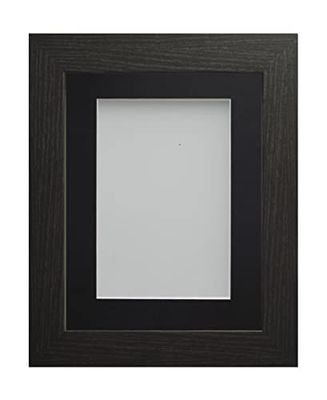 Frame Company Watson Black Picture Photo Frame fitted with Perspex, 16x12 inch with Black Mount for image size 12x8 inch