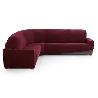MAXIFUNDAS FUNDAS DE SOFA & CHAISE LONGUE. Housse de canapé d'angle Relive Couleur Bordeaux. Housse de Protection Super élastique pour canapé d'angle, Rinconera