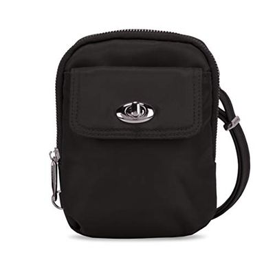 Travelon Bolso de hombro para mujer, antidesgarro, entallado, crossbody, ónix, talla única, Funda para teléfono antidesgarros