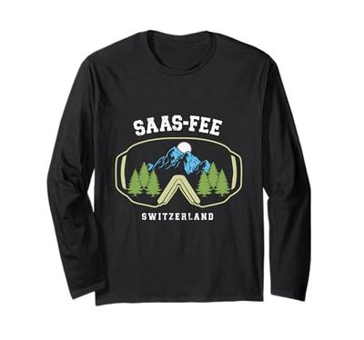 Saas-Fee Ski Goggles Resort Alpi Svizzere Sci Svizzera Maglia a Manica