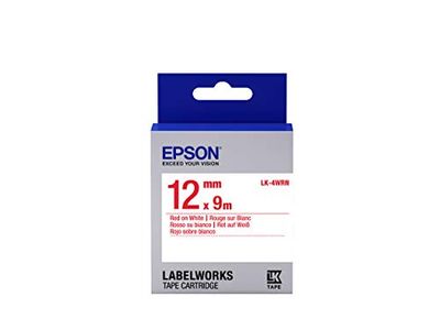 Epson LK-4WRN (12mm x 9m) Label Cartridge (Red on White) for LabelWorks Label Makers