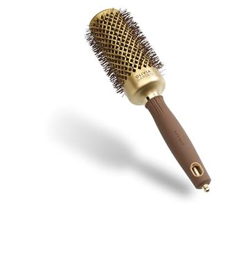 Olivia Garden Expert Blowout Shine – Dorato & Marrone - 45 - Spazzola rotonda in ceramica antistatica per piega brillante e senza crespo