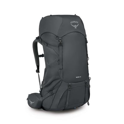 Osprey Rook/Renn Mochilas de senderismo - Panel trasero Airspeed ajustable - Cubierta incluida - Tapa superior con bolsillo con cremallera, Dark Charcoal/Silver Lining, Hombres, Extended Fit