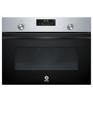 Balay - Horno Compacto Multifunción con Control Comfort, Mandos Ocultables, Gradas Cromadas, Asistente de Limpieza Aqualisis, 7 Funciones, Precalentamiento Rápido, Serie Acero, 3CB4130X2