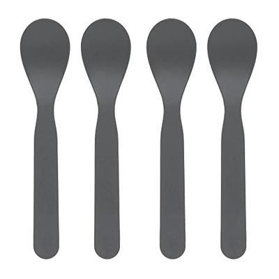 LÄSSIG Kinderlepelset (4 stuks) kinderbestek zonder melamine, BPA-vrij, voor vaatwasser en magnetron/lepelset, uni antraciet