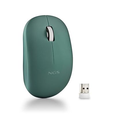 NGS Fog Pro Green - Draadloze muis, 1000 DPI optische muis, Nano USB-interface, stille knoppen, 2 knoppen en scrollwiel, Plug and Play, Ambidexter, Groene kleur