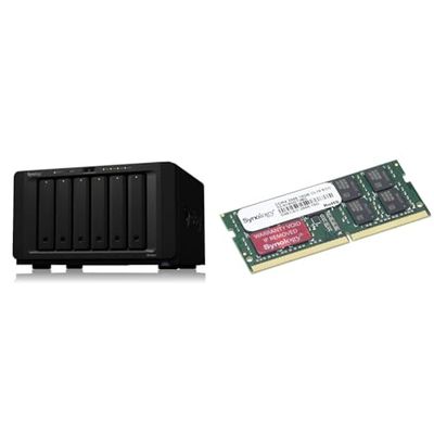 Synology DiskStation DS1621+ Serveur de Stockage NAS Bureau Ethernet/LAN Noir V1500B & 16 Go (1 x 16 Go) DDR4 ECC Un-buffered So-DIMM 2666 MHz (D4ECSO-2666-16G)