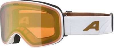 ALPINA Slope Q Lunettes de ski élégantes pour homme et femme, anti-buée, circulation d'air efficace, verre miroir, blanc/doré mat