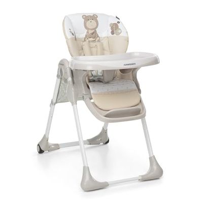 Foppapedretti Augh - Trona para reuniones para niños de 6 meses a 3 años (hasta 15 kg) - Asiento/reposapiés y respaldo ajustables, cesta para objetos, estable y cómoda, con relleno lavable
