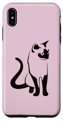 Carcasa para iPhone XS Max Arte minimalista de contorno negro tradicional de gato tailandés